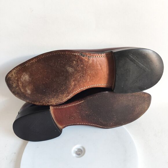 Allen Edmonds Barton Burgundy Leather Penny Loafers Mens 9 B Classic USA Made - Picture 11 of 14